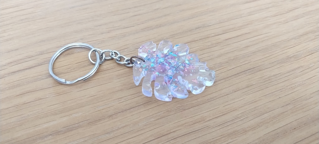 Porte-clé : feuille à paillette