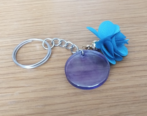 Porte-clé : fleur & marbré bleu