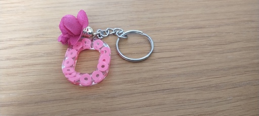 Porte-clé : fleur & perles