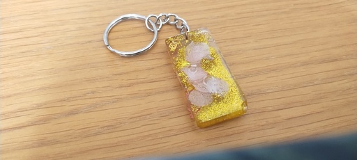 Porte clé : fleur pailleté
